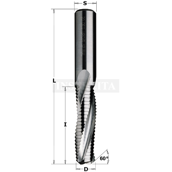 Kotinė spiralinė freza kaltavimui , serija 195.143/163, 60° V-point Locksets