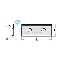 Deimantiniai keičiami peiliukai 790.300.60 (2 vnt.)  (1/35°) 30x12x1.5mm DP z=1